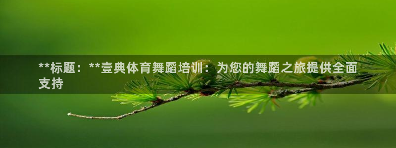 尊龙凯时登陆入口：**标题：**壹典体育舞蹈培训：为